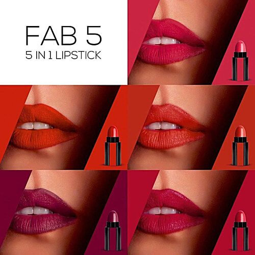 Renee Fab 5 5-In-1 Lipstick - Alluring Shades, Moisturising, Enriched With Jojoba Oil, 7.5 g  
