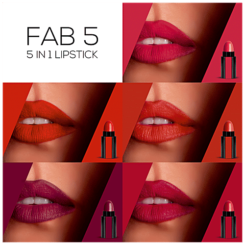 Renee Fab 5 5-In-1 Lipstick - Alluring Shades, Moisturising, Enriched With Jojoba Oil, 7.5 g  