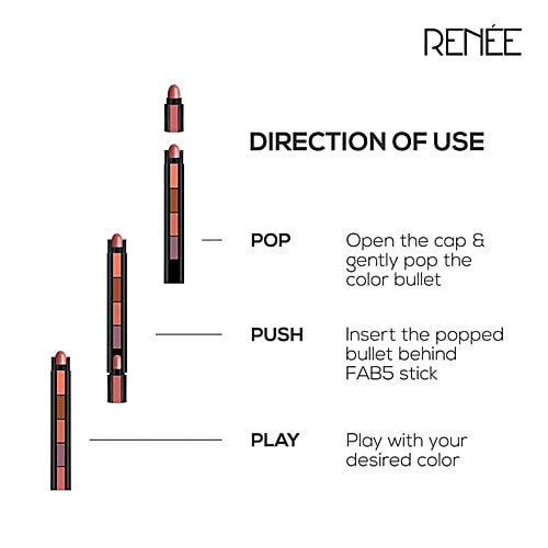 Renee Fab 5 5-in-1 Nude Lipstick - Alluring Shades, 7.5 g  