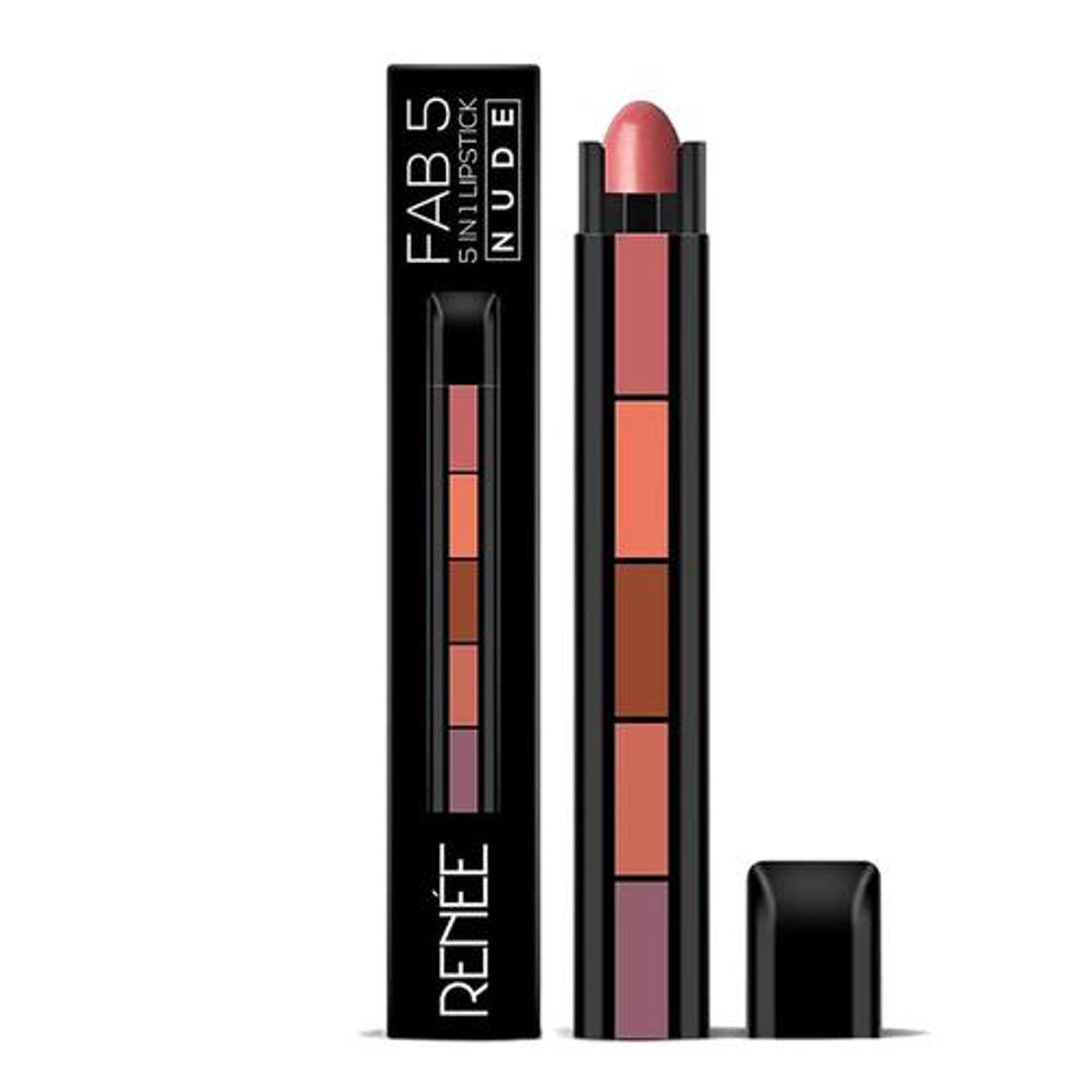RENEE Fab 5 5-in-1 Nude Lipstick - Alluring Shades, 7.5 g 