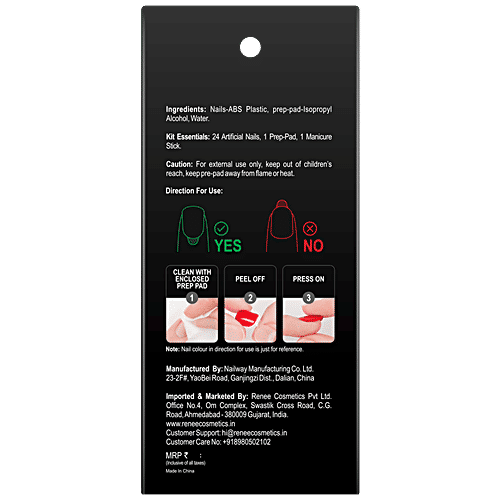 Renee Stick On Nails - Comfortable & Easy To Use, Reusable, 1 pc (Set of 24)