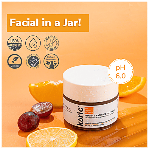 Koric Daily Glow Vitamin C Radiance Face Mask pH 6.0 - Hydrates, Nourishes & Tones Skin, 100 ml  