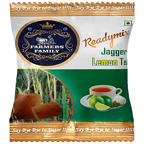 Farmers Family Ready Mix Jaggery Lemon Tea - No Sugar, Summer Drink, Ideal For Diabetics, 14 g Pouch 