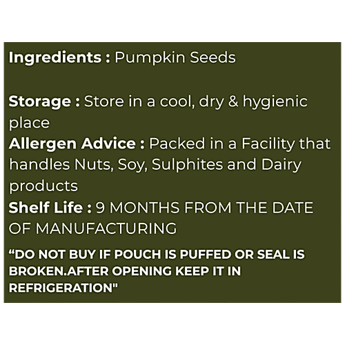 SnackAmor Pumpkin Seeds - Roasted, High In Fibre & Protein, No Added Sugar, 200 g  