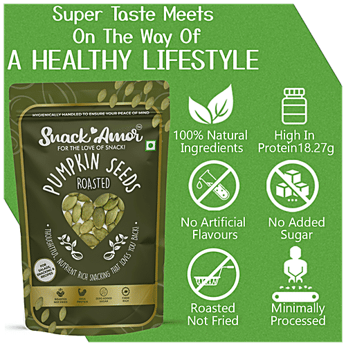 Buy SnackAmor Pumpkin Seeds Roasted, High In Fibre & Protein, No