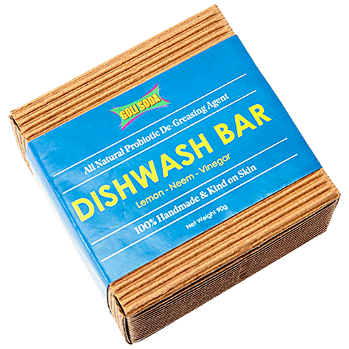 Goli Soda All Natural Probiotics Dishwash Bar - Lemon, Neem, Vinegar, Kind On Hands, Handmade, 90 g  Lemon - Neem - Vinegar
  Handmade & Kind on Skin