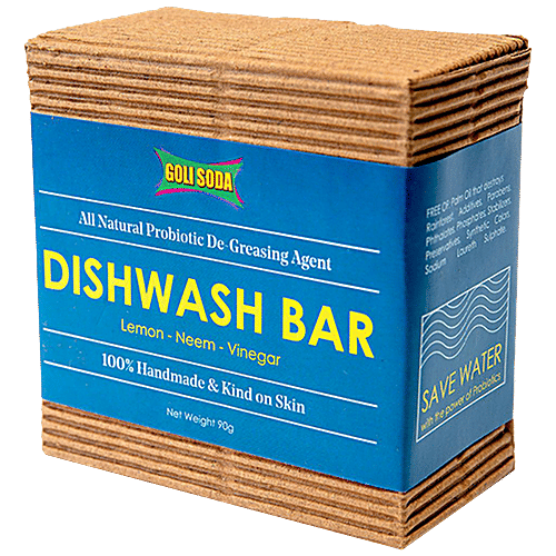 Goli Soda All Natural Probiotics Dishwash Bar - Lemon, Neem, Vinegar, Kind On Hands, Handmade, 90 g  Lemon - Neem - Vinegar
  Handmade & Kind on Skin