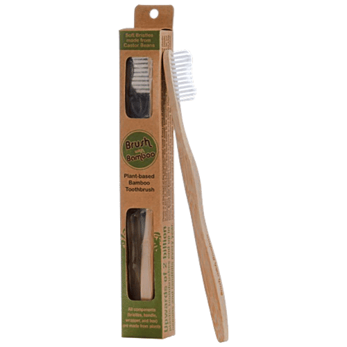 Goli Soda Bamboo Toothbrush - BPA Free, Vegan, Non-Toxic, Organic, For Adults, 20 g (Pack of 1) 