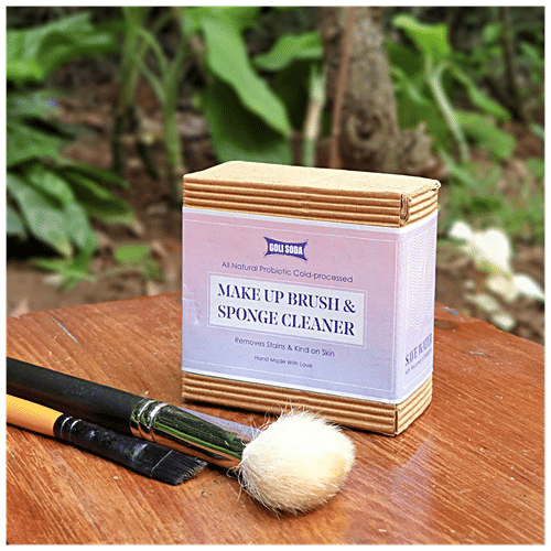 Goli Soda Probiotics Make Up Brush & Sponge Cleaner Bar - All Natural, Anti Bacterial, Anti Fungal, Eco Friendly, 90 g  