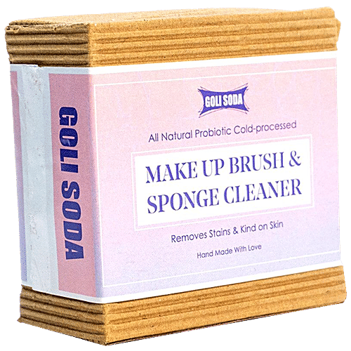 Goli Soda Probiotics Make Up Brush & Sponge Cleaner Bar - All Natural, Anti Bacterial, Anti Fungal, Eco Friendly, 90 g  