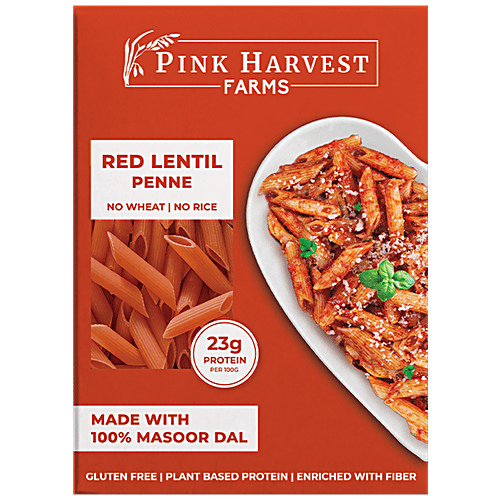 Pink Harvest Farms Red Lentil Penne Pasta - Masoor Dal, Plant-based Protein, No Wheat/Rice, 200 g  