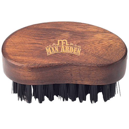 Man Arden Beard Brush - Pocket Size, Hand Crafted Premium Wood Handle, With Premium Faux Leather Pouch, 1 pc  