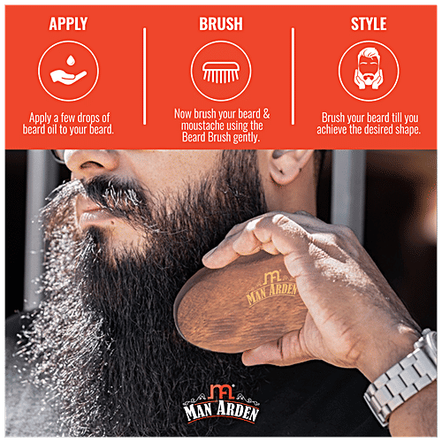 Man Arden Beard Brush - Pocket Size, Hand Crafted Premium Wood Handle, With Premium Faux Leather Pouch, 1 pc  