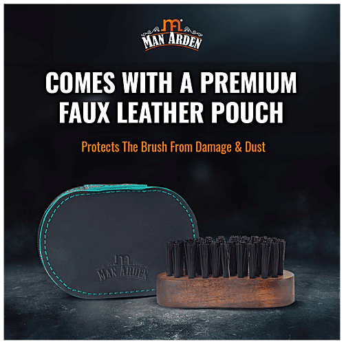 Man Arden Beard Brush - Pocket Size, Hand Crafted Premium Wood Handle, With Premium Faux Leather Pouch, 1 pc  