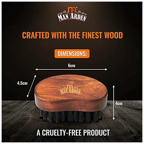 Man Arden Beard Brush - Pocket Size, Hand Crafted Premium Wood Handle, With Premium Faux Leather Pouch, 1 pc  