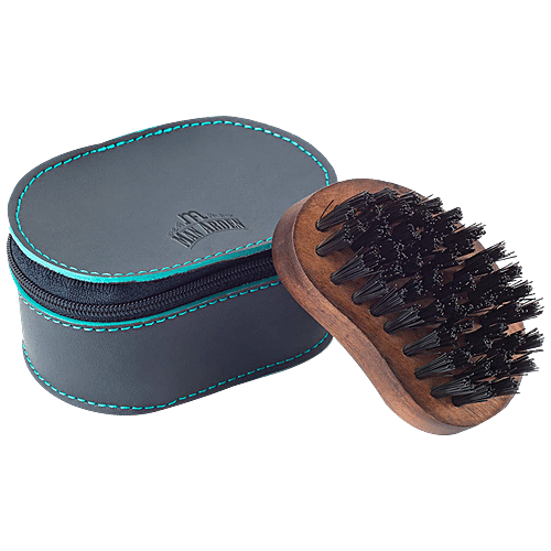 Man Arden Beard Brush - Pocket Size, Hand Crafted Premium Wood Handle, With Premium Faux Leather Pouch, 1 pc  