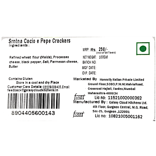 Sorrentina Cacio E Pepe Crackers, 100 g  