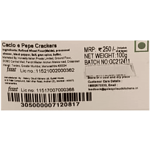 Sorrentina Cacio E Pepe Crackers, 100 g  