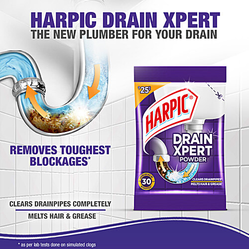 Buy Harpic Drain Xpert Drain Cleaning Powder Removes Blockages In 30