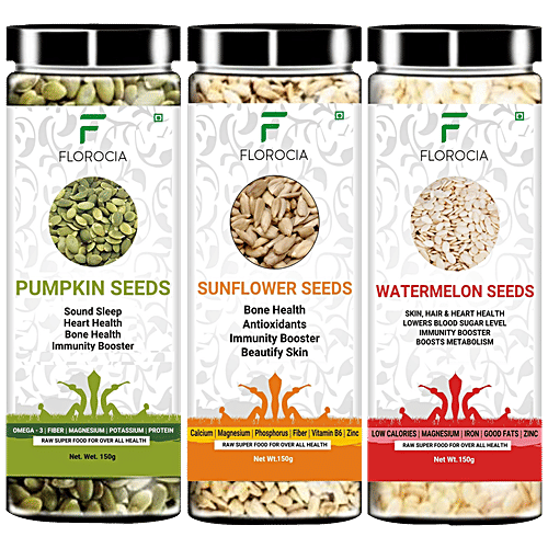 Buy Florocia Raw Pumpkin, Sunflower & Watermelon Seeds Combo Loaded