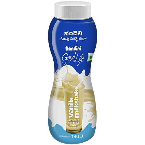 Nandini Goodlife Vanilla Milkshake, 180 ml PET Bottle Sterilized, Nutritious, Healthy