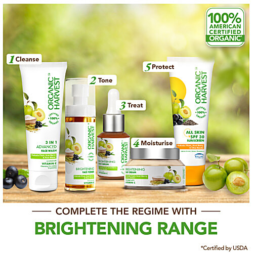 Organic Harvest Vitamin C Day Cream - Acai Berry & Daisy Flower, Skin Whitening & Brightening, Eliminates Scars, Blemishes, 50 g  