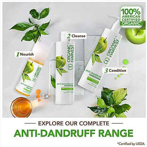 Organic Harvest Anti Dandruff Shampoo - Apple Cider Vinegar & Tea Tree Oil, For Itchy & Dry Scalp, No Sulphates, Parabens, 250 ml  