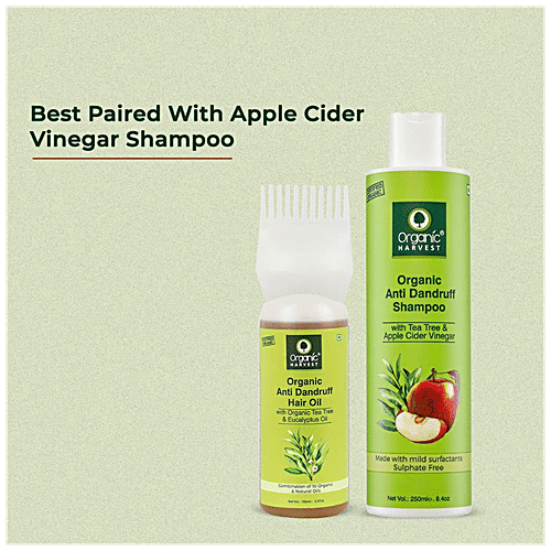 Organic Harvest Anti Dandruff Hair Oil - Organic Tea Tree & Eucalyptus Oils Infused, Parabens & Sulphate Free, 150 ml  