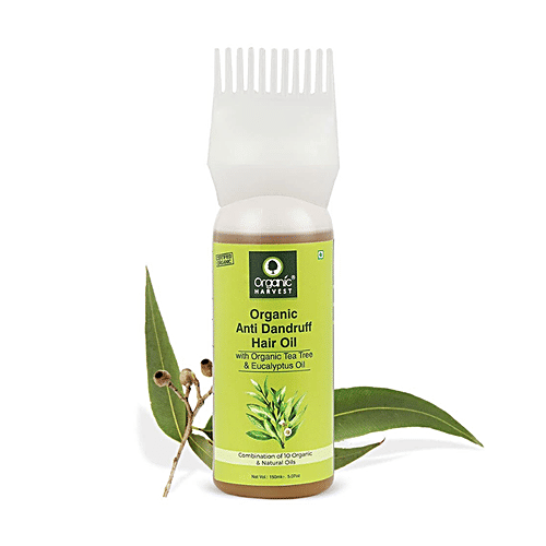 Organic Harvest Anti Dandruff Hair Oil - Organic Tea Tree & Eucalyptus Oils Infused, Parabens & Sulphate Free, 150 ml  