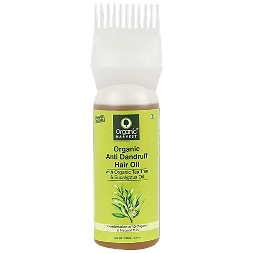 Organic Harvest Anti Dandruff Hair Oil - Organic Tea Tree & Eucalyptus Oils Infused, Parabens & Sulphate Free, 150 ml  