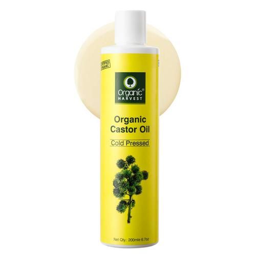 Organic Harvest Cold Pressed Castor Oil - 100% Pure & Organic,  For Moisturised Skin, Hair & Nail Growth, 200 ml  