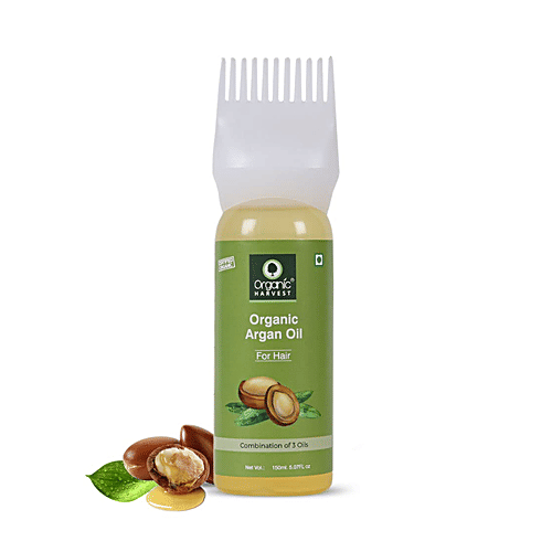 Organic Harvest Pure Argan Oil - Cold Pressed, With Combination of 3 Oils, For Healthy Hair, No Sulphate & Parabens, 150 ml  