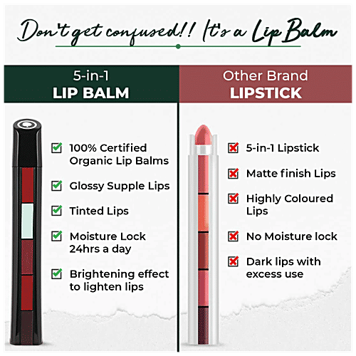 Organic Harvest 5 in 1 Lip Balm - Sunflower Oil & Mango Butter, Lightens Dark Lips, Beeswax Free, 10 g  