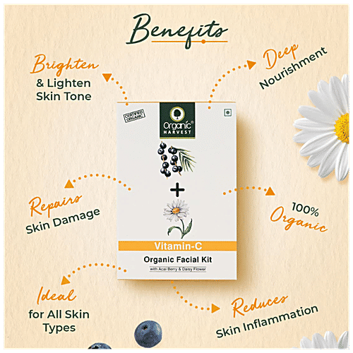Organic Harvest 4-in-1 Vitamin C Facial Kit - For Skin Whitening & Brightening, 50 g  