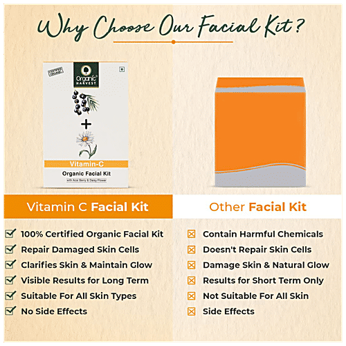Organic Harvest 4-in-1 Vitamin C Facial Kit - For Skin Whitening & Brightening, 50 g  