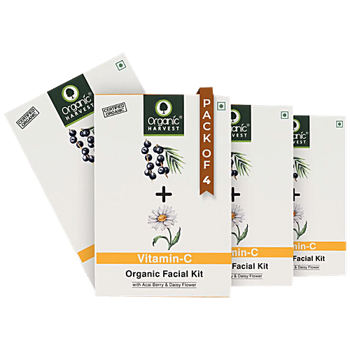 Organic Harvest 4-in-1 Vitamin C Facial Kit - For Skin Whitening & Brightening, 50 g  