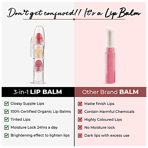 Organic Harvest 3 in 1 Lip Balm - Sunflower Oil & Mango Butter, Lightens Dark Lips, Dry & Chapped Lips, Paraben & Sulphate Free, 6 g  