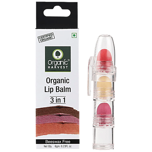 Organic Harvest 3 in 1 Lip Balm - Sunflower Oil & Mango Butter, Lightens Dark Lips, Dry & Chapped Lips, Paraben & Sulphate Free, 6 g  
