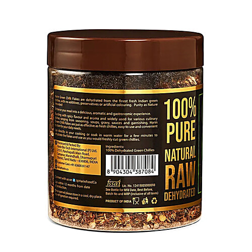 Harin Green Chilli Flakes - Pure, Boosts Immunity, For Healthy Cooking, 100 g  