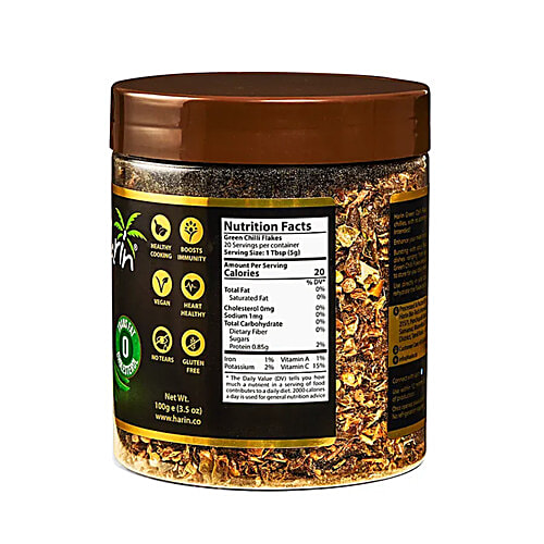 Harin Green Chilli Flakes - Pure, Boosts Immunity, For Healthy Cooking, 100 g  