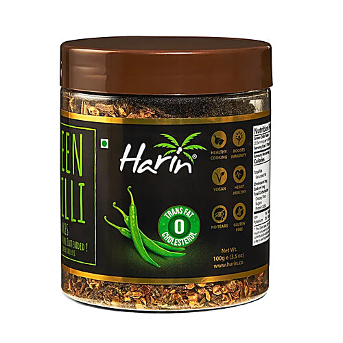 Harin Green Chilli Flakes - Pure, Boosts Immunity, For Healthy Cooking, 100 g  