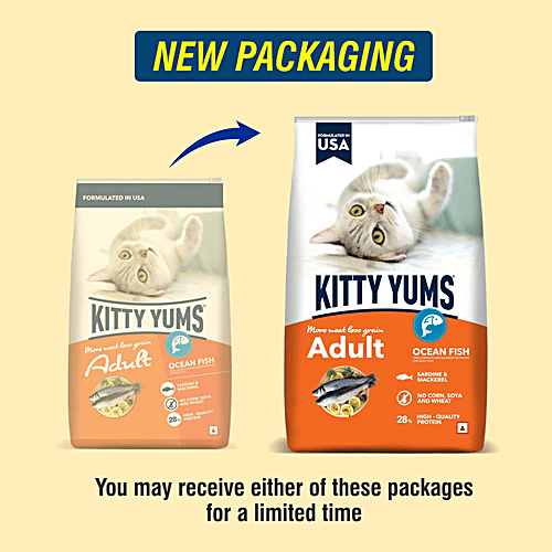 Kitty Yums Dry Cat Food - Ocean Fish Like Sardines & Mackerel, Adult, +1 Year, Healthy & Nourishing, 3 kg