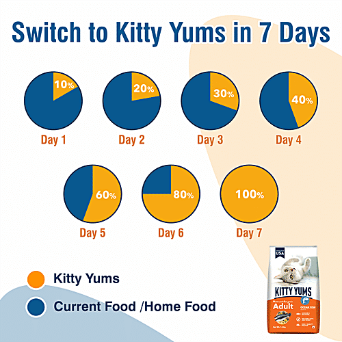 Kitty Yums Dry Cat Food - Ocean Fish Like Sardines & Mackerel, Adult, +1 Year, Healthy & Nourishing, 3 kg