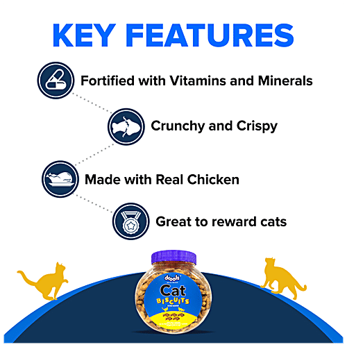 Buy Drools Cat Biscuits With Real Chicken Oven Baked, Treats, Crispy & Crunchy, Rewards For