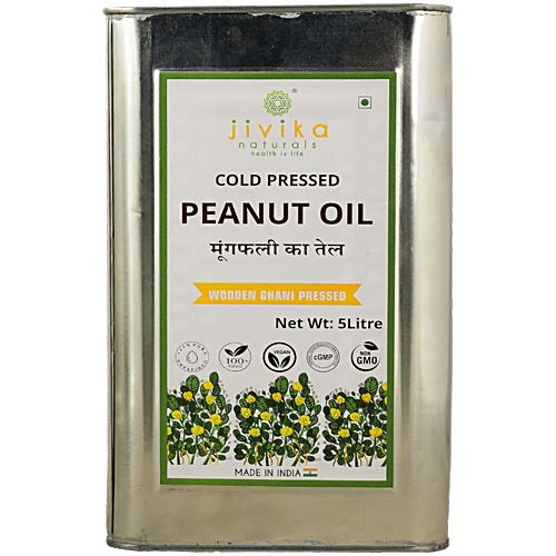 Jivika Naturals Cold Pressed Peanut Oil - Wooden Ghani Pressed, Pure, Unrefined, Boosts Immunity, 5 L  