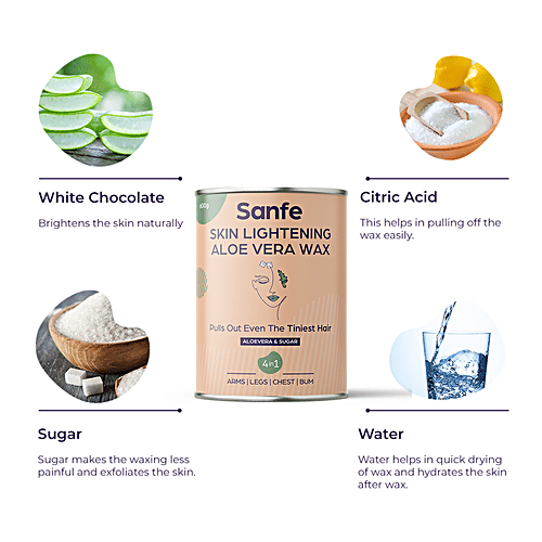 Sanfe Lightening Aloe Vera Wax - For Smooth Hair Removal, 600 g