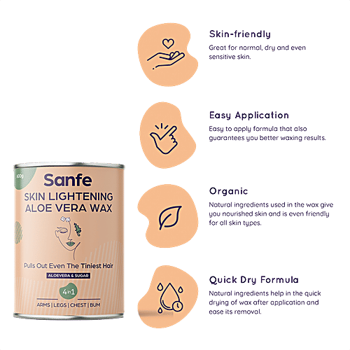 Sanfe Lightening Aloe Vera Wax - For Smooth Hair Removal, 600 g