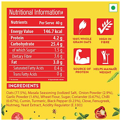 Bagrry's Masala Oats - Classic Homestyle, High In Fibre & Protein, Ready In 3 Minutes, 500 g Pouch 