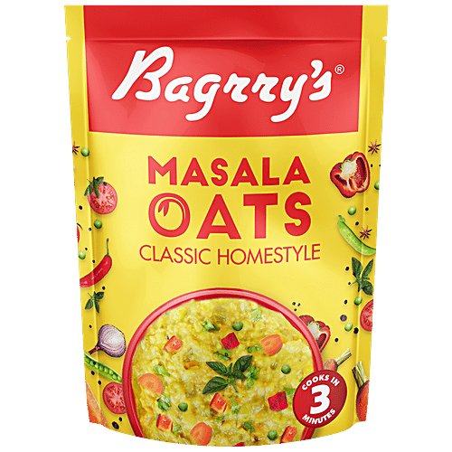 Bagrry's Masala Oats - Classic Homestyle, High In Fibre & Protein, Ready In 3 Minutes, 500 g Pouch 