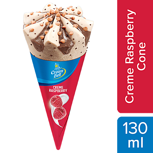 Cream Bell Cone Ice Cream - Cream Raspberry, Rich & Creamy, 130 ml  